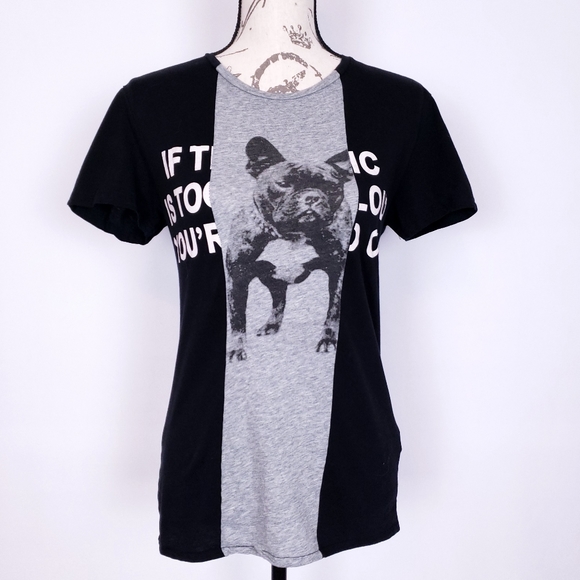 Zara Tops - 3/$30 Zara Black & Grey French Bulldog Tee Size S